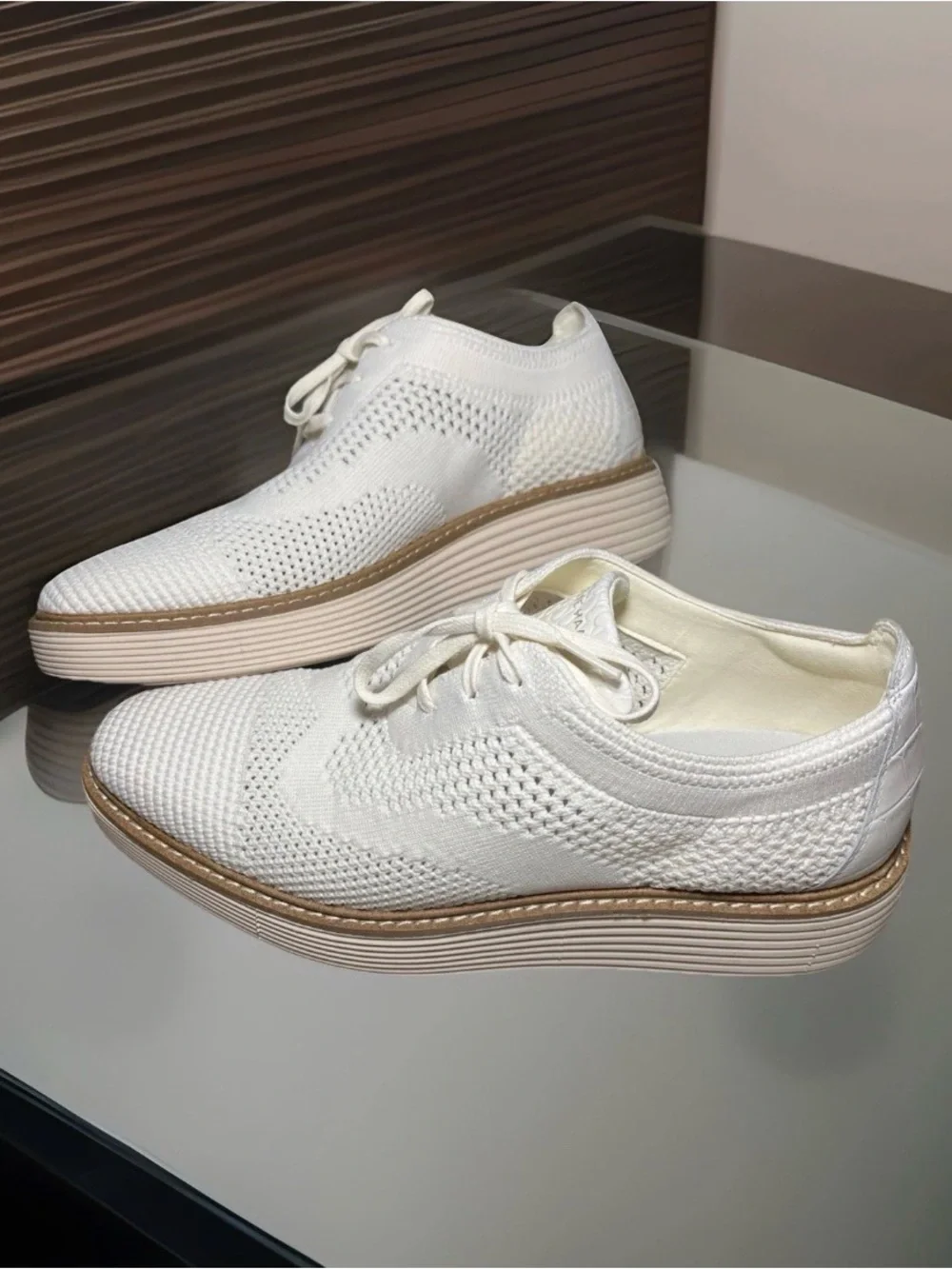Cole Haan Women's 8.5B Grand360 Stitchlite Platform Wingtip Ivory Oxford W30261